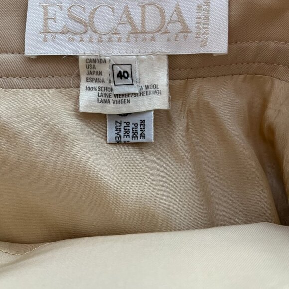 Escada Margaretha Ley Wool Pencil Skirt Tan Size 10 - Picture 3 of 8